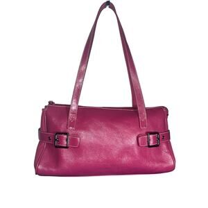 Franco Sarto Fuchsia Leather Shoulder Bag Purse Handbag Pink Buckle Strap Medium